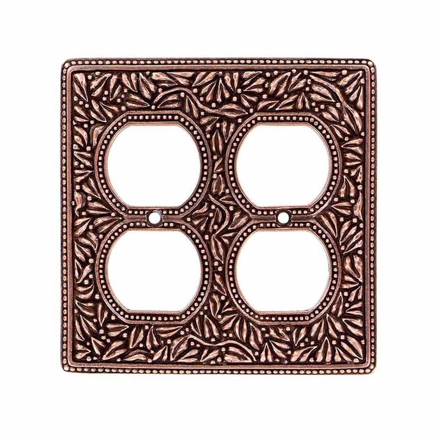 Vicenza Hardware Double Duplex Outlet Switchplate in Antique Copper
