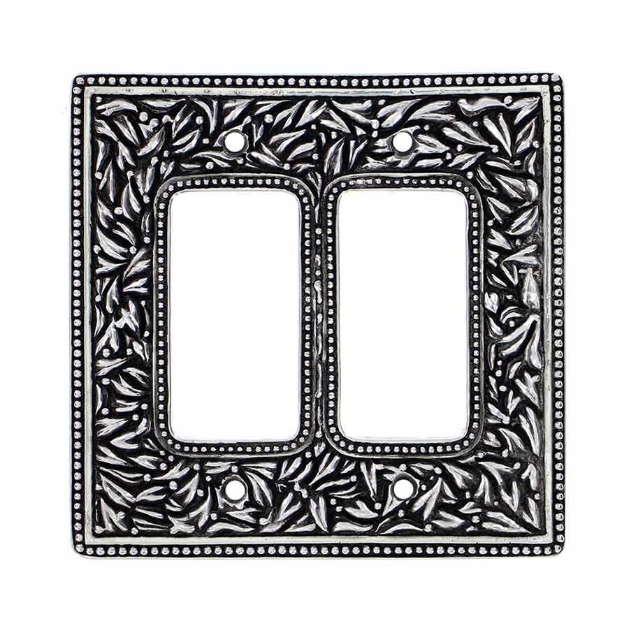 Vicenza Hardware Double GFI ( Rocker ) Switchplate in Antique Silver