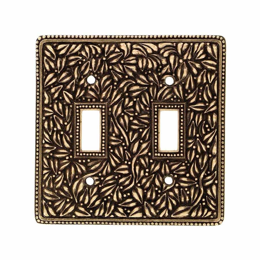 Vicenza Hardware Double Toggle Switchplate in Antique Brass