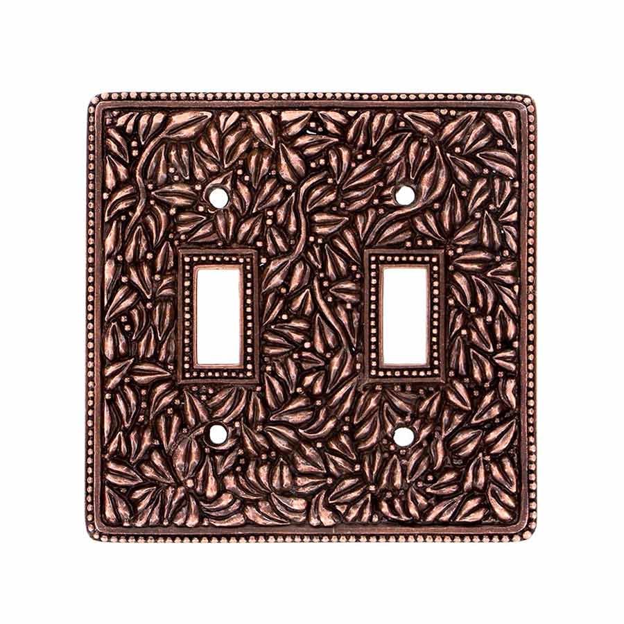 Vicenza Hardware Double Toggle Switchplate in Antique Copper