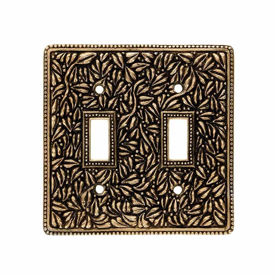 Vicenza Hardware Double Toggle Switchplate in Antique Gold