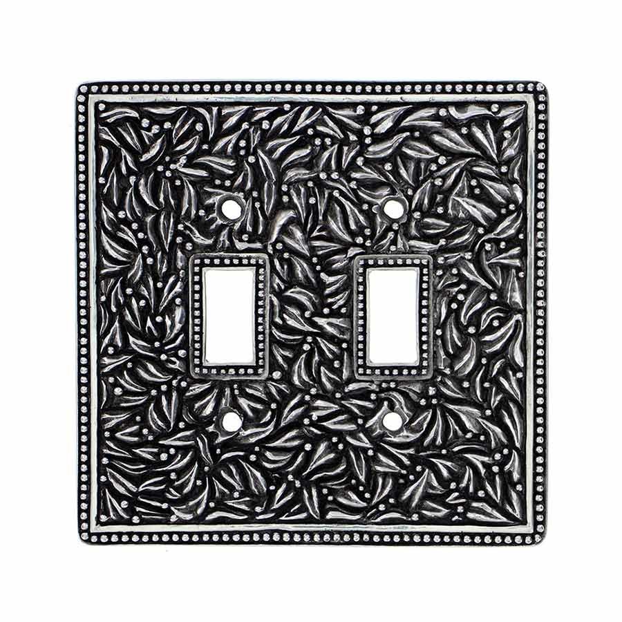 Vicenza Hardware Double Toggle Switchplate in Antique Silver