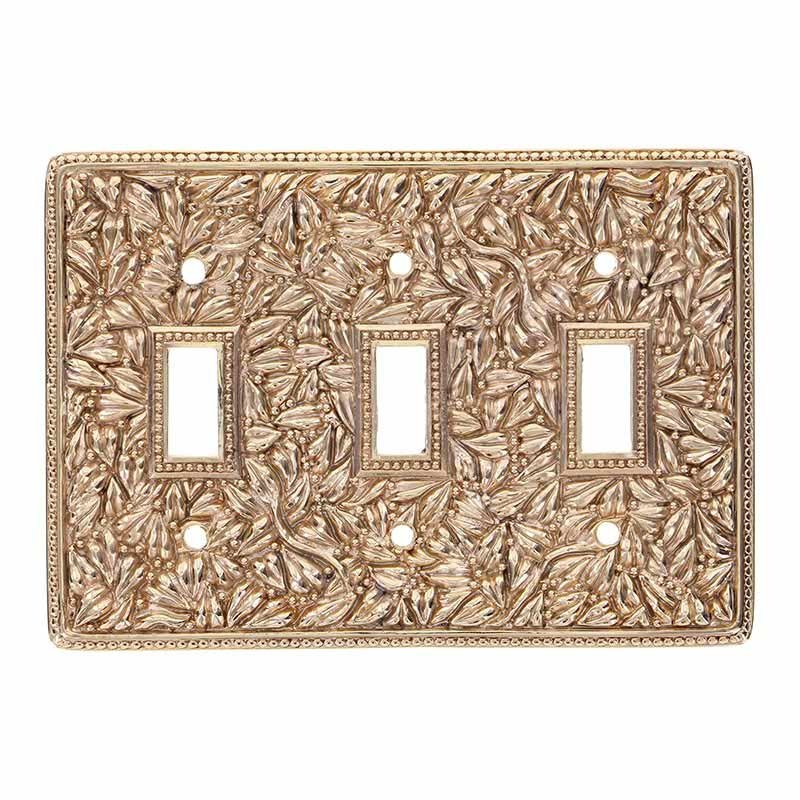 Vicenza Hardware Triple Toggle Switchplate in Polished Gold