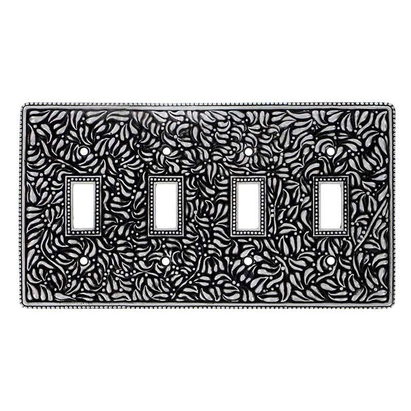 Vicenza Hardware Quadruple Toggle Switchplate in Antique Nickel