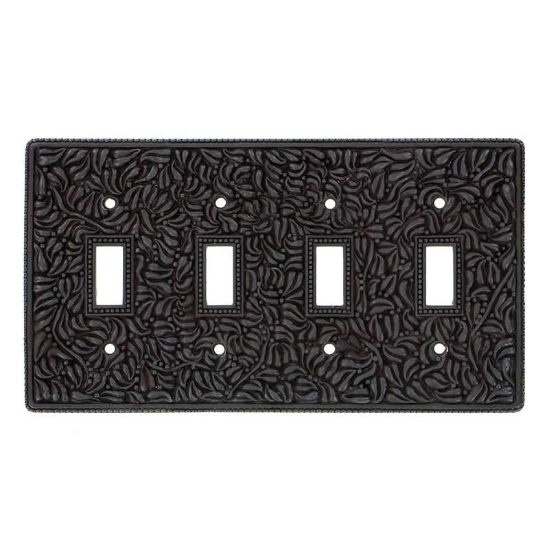 Vicenza Hardware Quadruple Toggle Switchplate in Oil Rubbed Bronze