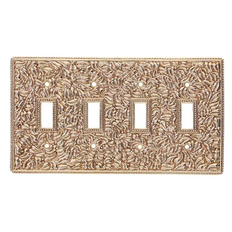 Vicenza Hardware Quadruple Toggle Switchplate in Polished Gold