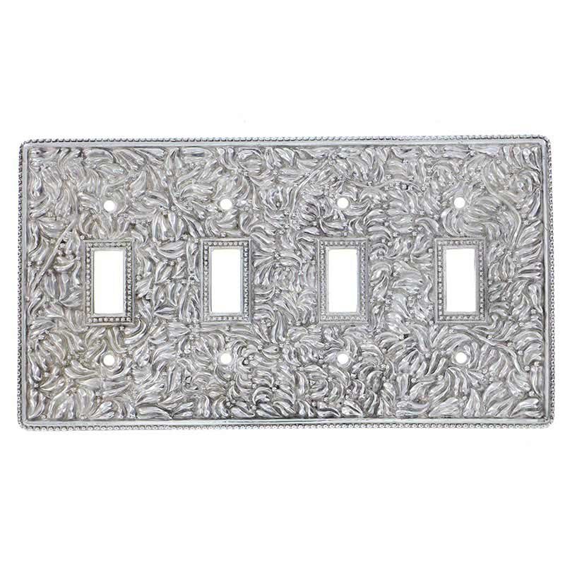 Vicenza Hardware Quadruple Toggle Switchplate in Polished Silver
