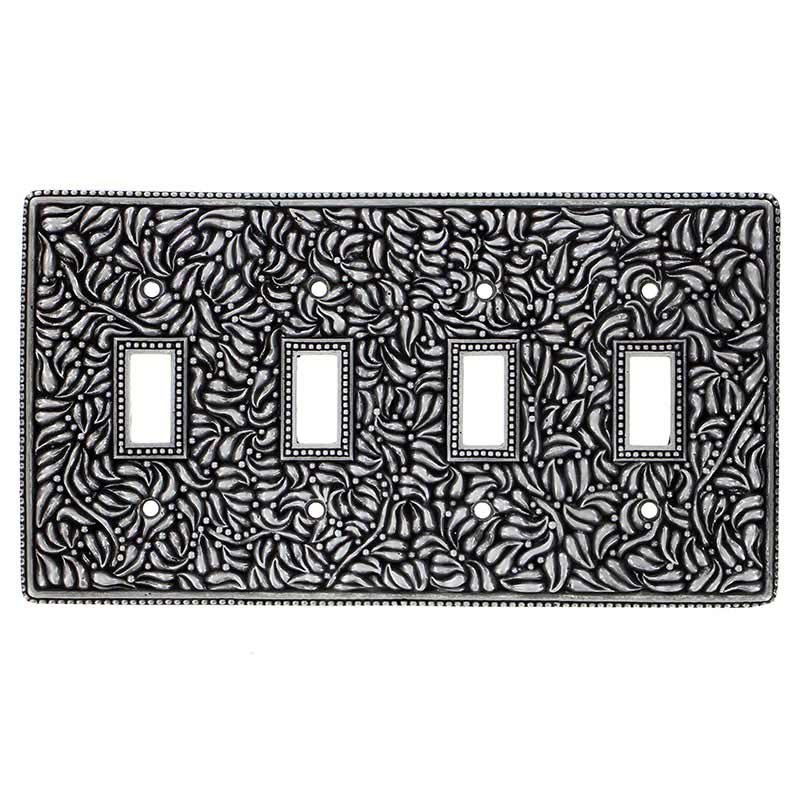 Vicenza Hardware Quadruple Toggle Switchplate in Vintage Pewter