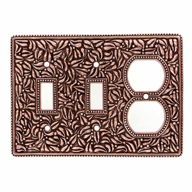 Vicenza Hardware Double Toggle / Single Duplex Outlet in Antique Copper