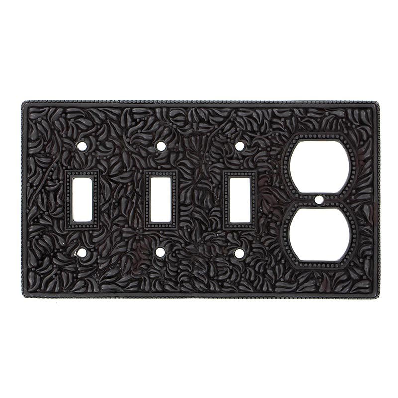 Vicenza Hardware Triple Toggle Single Combo Outlet Switchplate in Oil Rubbed Bronze