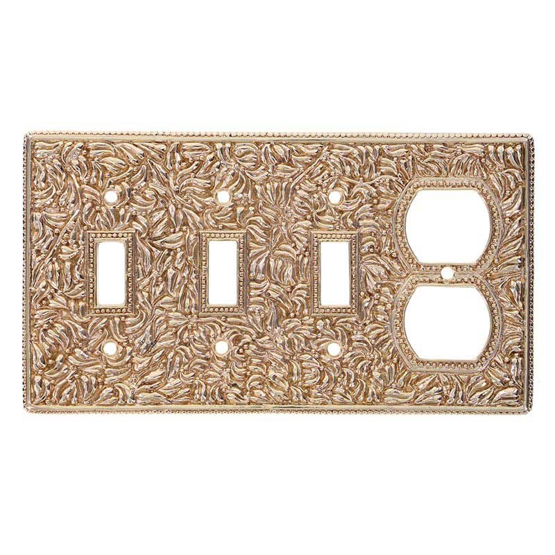 Vicenza Hardware Triple Toggle Single Combo Outlet Switchplate in Polished Gold