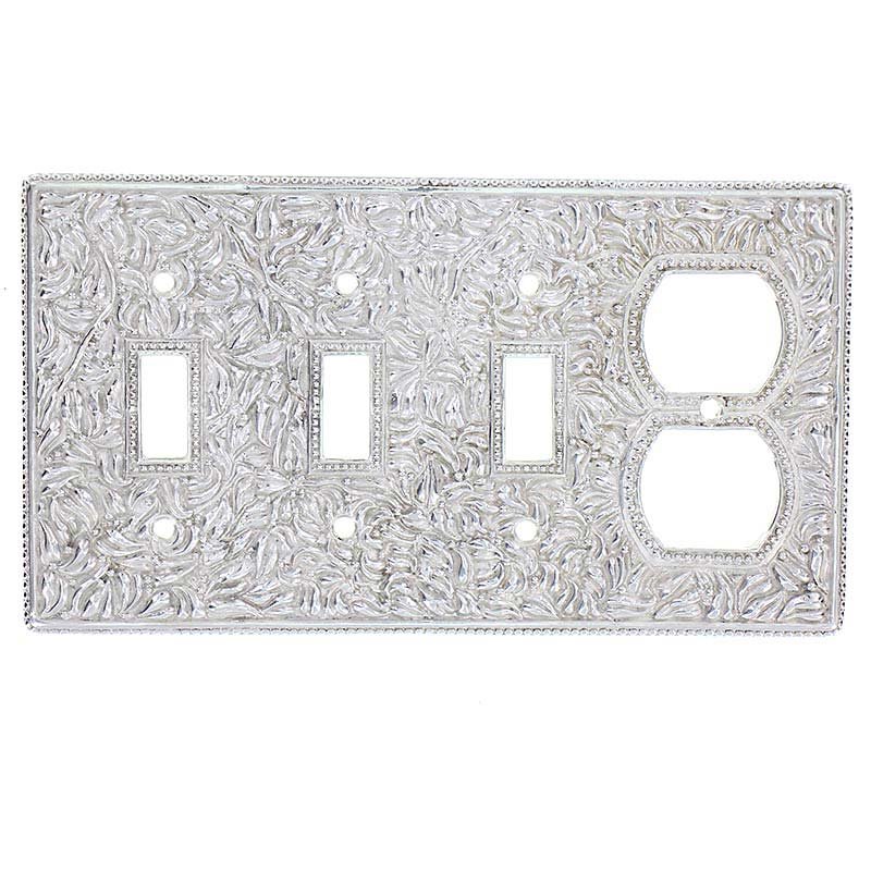 Vicenza Hardware Triple Toggle Single Combo Outlet Switchplate in Polished Nickel