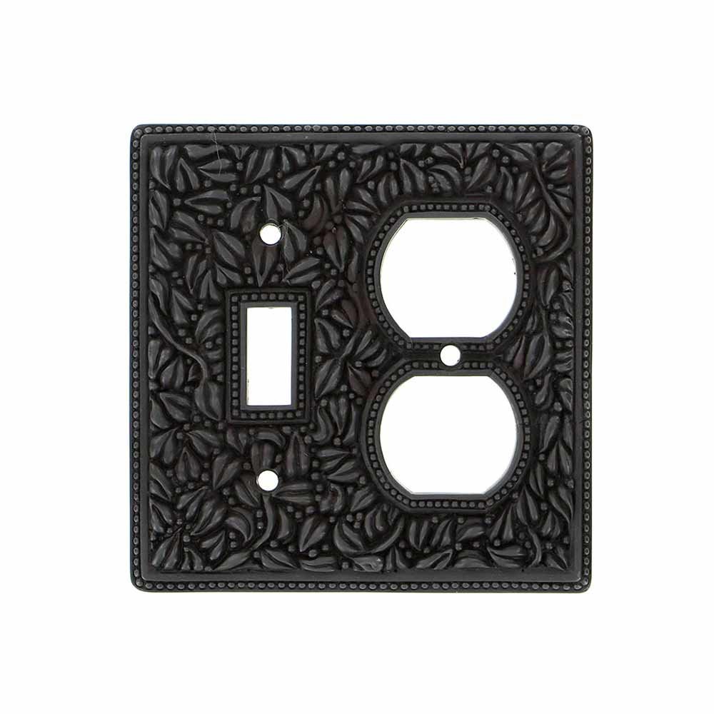 Vicenza Hardware Single Toggle Single Outlet Combo Jumbo Switchplate in Oil Rubbed Bronze