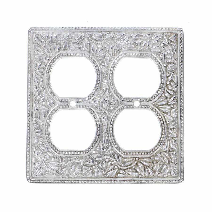 Vicenza Hardware Double Outlet Jumbo Switchplate in Polished Silver