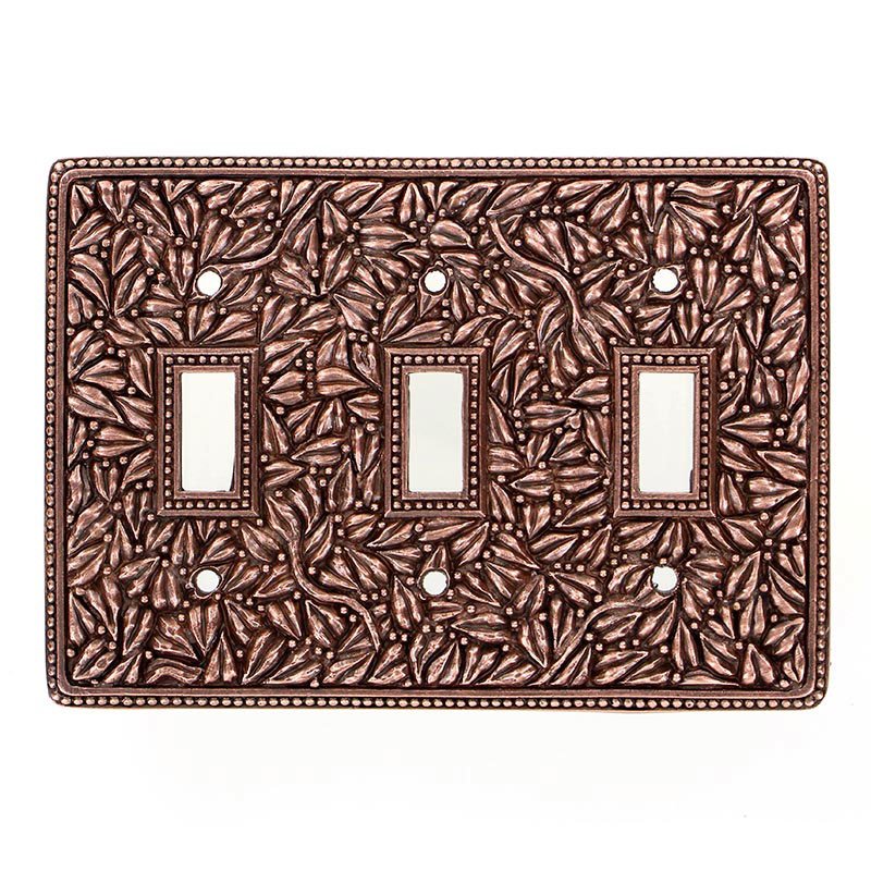 Vicenza Hardware Triple Toggle Jumbo Switchplate in Antique Copper