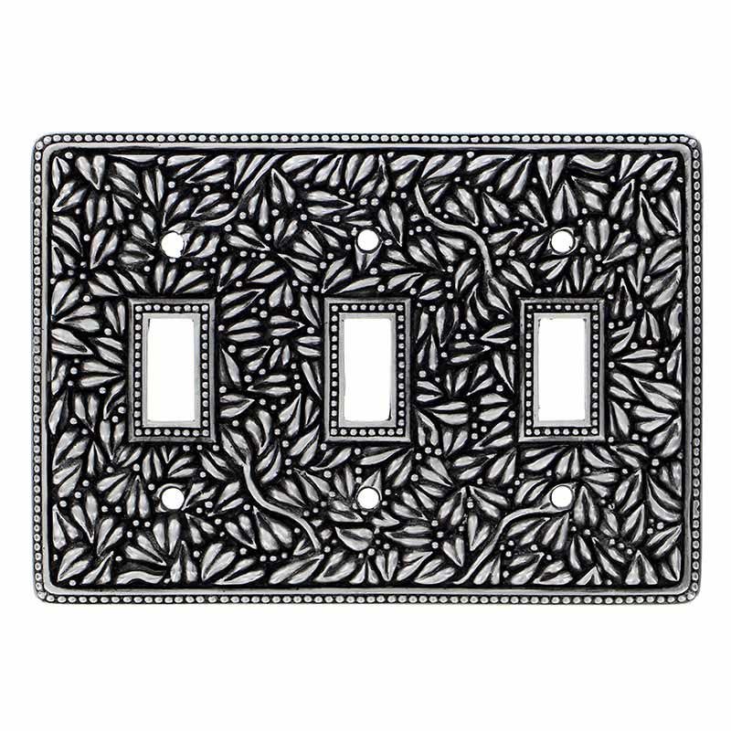 Vicenza Hardware Triple Toggle Jumbo Switchplate in Antique Nickel