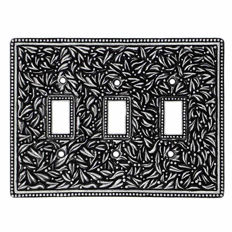 Vicenza Hardware Triple Toggle Jumbo Switchplate in Antique Silver