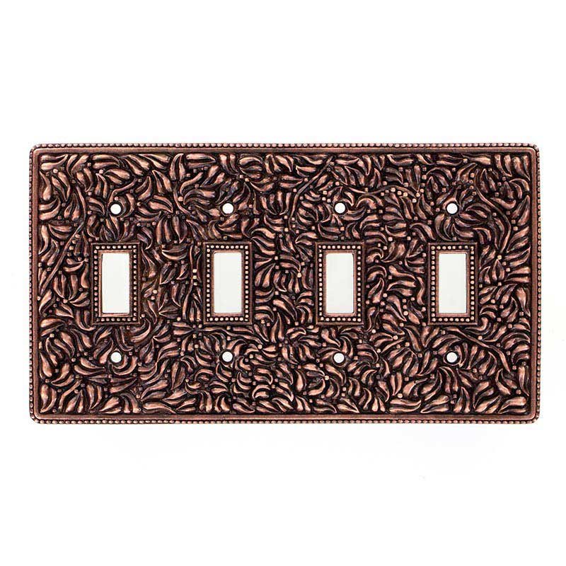 Vicenza Hardware Quadruple Toggle Jumbo Switchplate in Antique Copper