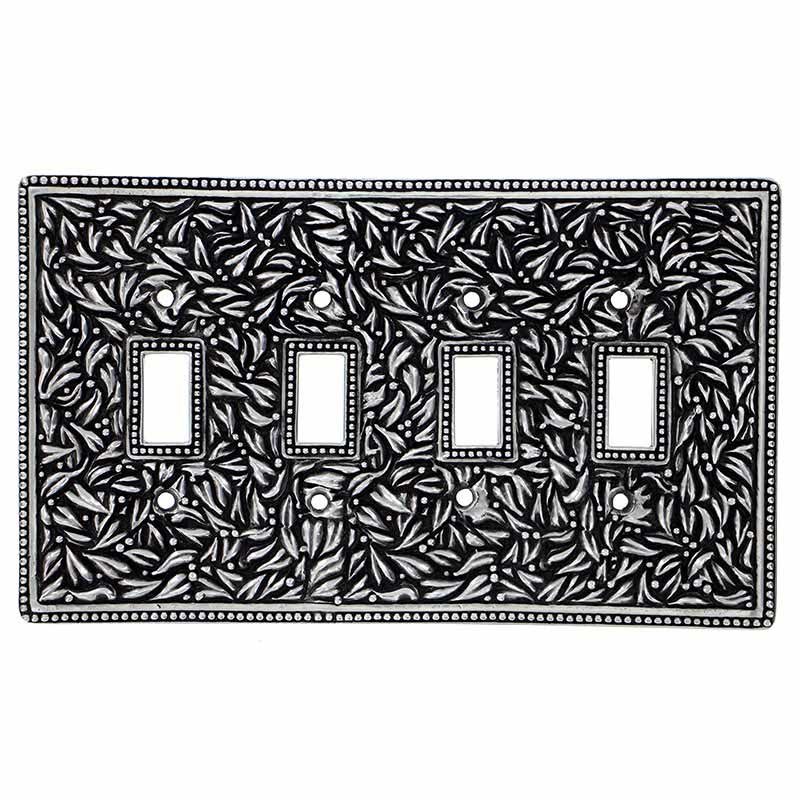 Vicenza Hardware Quadruple Toggle Jumbo Switchplate in Antique Silver
