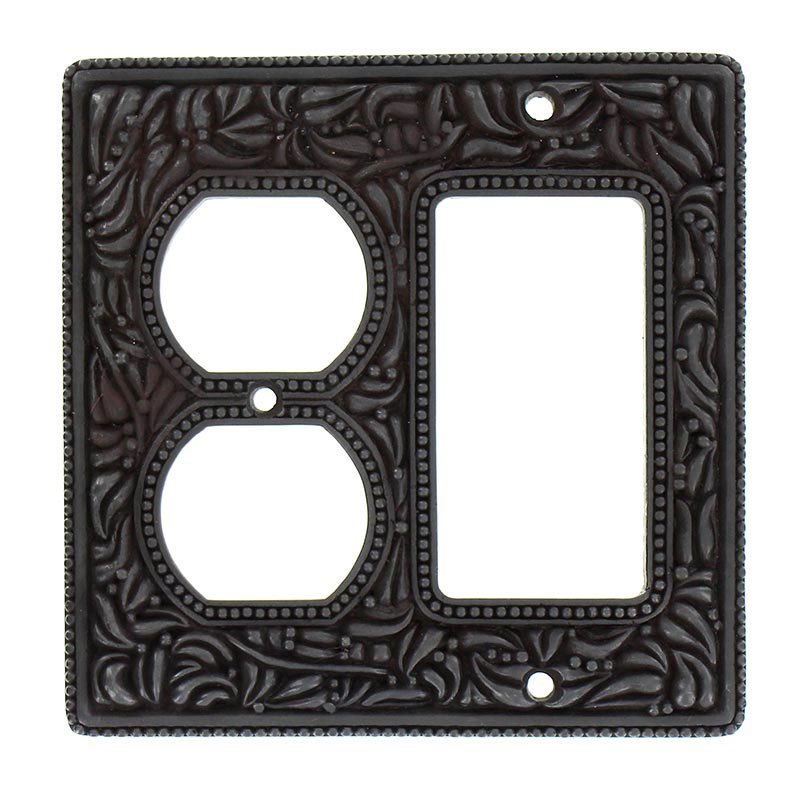 Vicenza Hardware Single Rocker Single Outlet Combo Jumbo Switchplate in Oil Rubbed Bronze