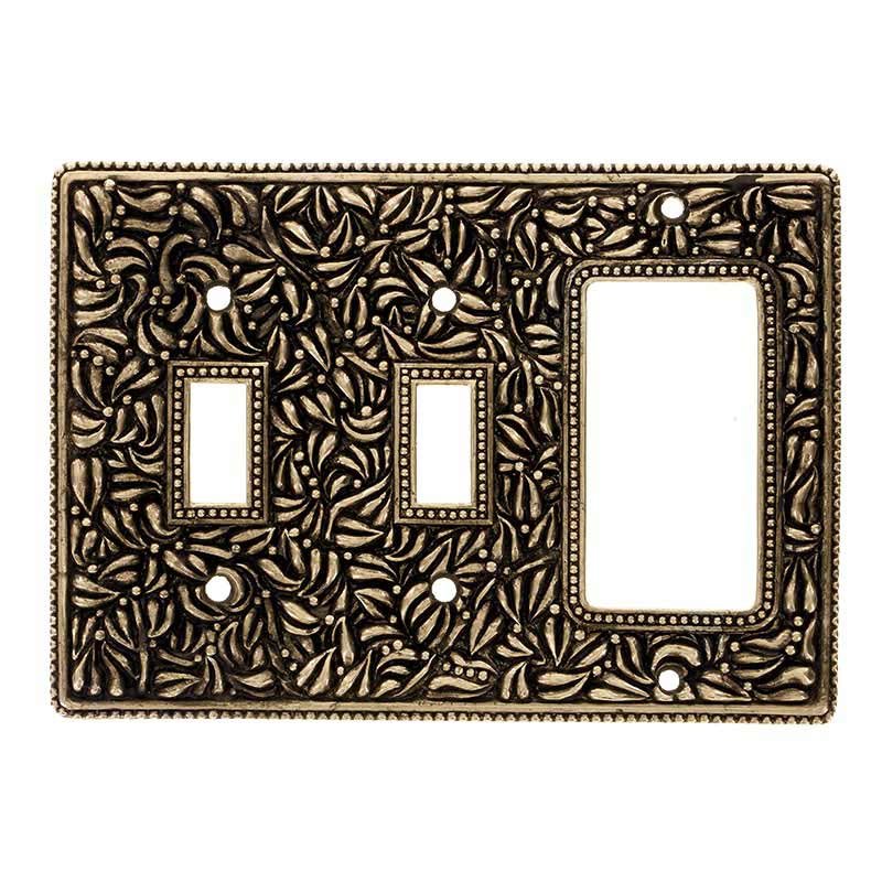 Vicenza Hardware Double Toggle Single Rocker Combo Jumbo Switchplate in Antique Gold
