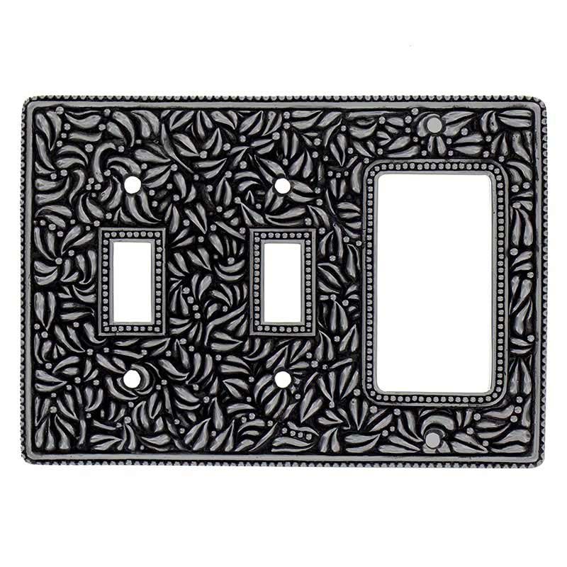 Vicenza Hardware Double Toggle Single Rocker Combo Jumbo Switchplate in Antique Nickel