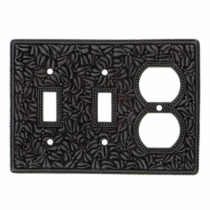 Vicenza Hardware Double Toggle Single Outlet Combo Jumbo Switchplate in Oil Rubbed Bronze