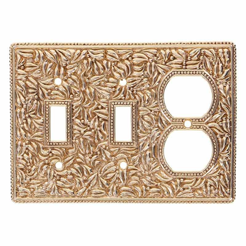 Vicenza Hardware Double Toggle Single Outlet Combo Jumbo Switchplate in Polished Gold