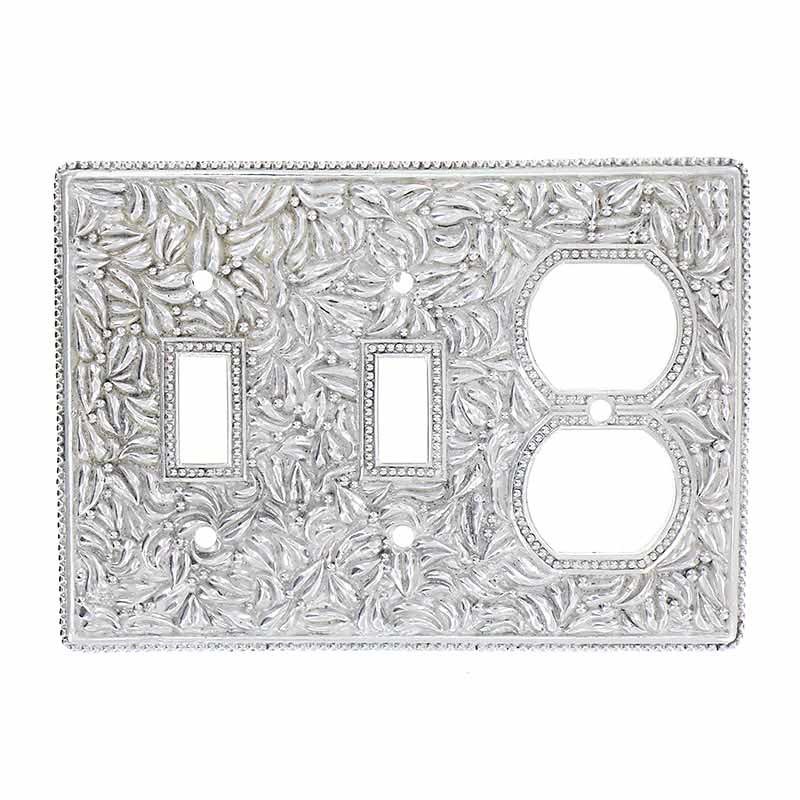 Vicenza Hardware Double Toggle Single Outlet Combo Jumbo Switchplate in Polished Nickel