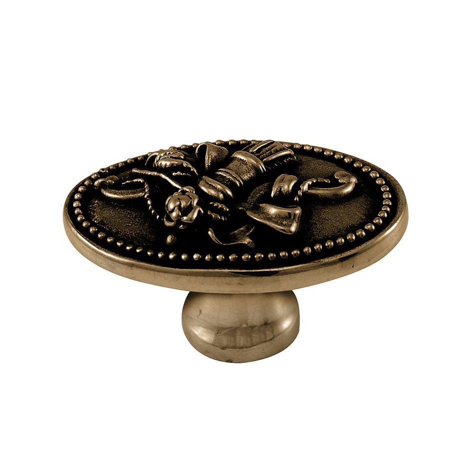 Vicenza Hardware Oval Knob with Small Base in Antique Brass