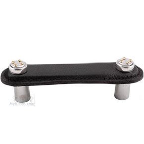 Vicenza Hardware Leather Collection 3" (76mm) Rochetta Pull in Black Leather in Two Tone