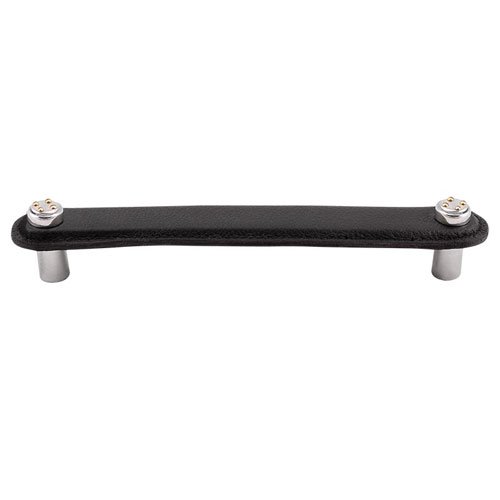 Vicenza Hardware Leather Collection 6" (152mm) Rochetta Pull in Black Leather in Two Tone