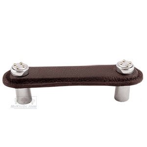 Vicenza Hardware Leather Collection 3" (76mm) Rochetta Pull in Brown Leather in Two Tone