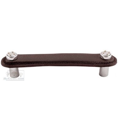Vicenza Hardware Leather Collection 4" (102mm) Rochetta Pull in Brown Leather in Two Tone