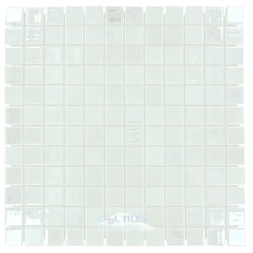 Vidrepur 1" x 1" Recycled Glass Tile on 12 3/8" x 12 3/8" Meshed Backed Sheet in Marshmallow