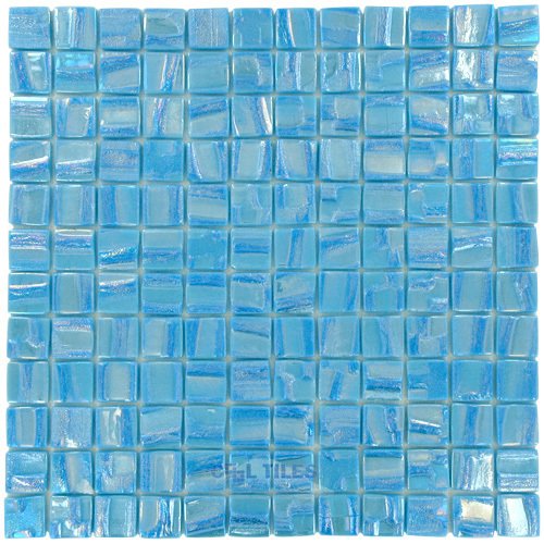 Vidrepur 1" x 1" Recycled Glass Tile on 12 3/8" x 12 3/8" Mesh Backed Sheet in Neptune