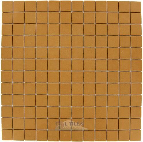 Vidrepur 1" x 1" Recycled Glass Tile on 12 1/2" x 12 1/2" Mesh Backed Sheet in Camel