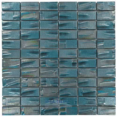Vidrepur 1" x 2" Recycled Glass Tile on 12 3/8" x 12 3/8" Mesh Backed Sheet in Blue Planet