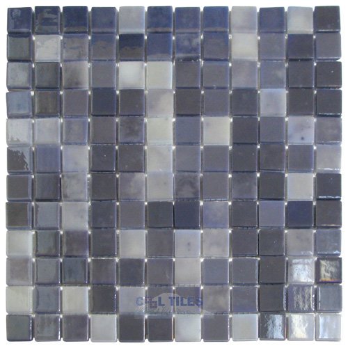 Vidrepur 1" x 1" Recycled Glass Tile on 12 3/8" x 12 3/8" Meshed Backed Sheet in Northern Lights