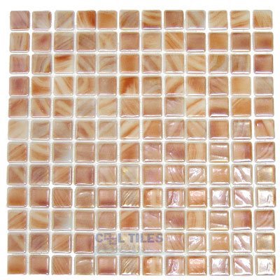 Vidrepur Recycled Glass Tile Mesh Backed Sheet in Brushed Peach Iridescent
