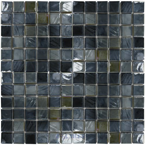 Vidrepur Recycled Glass Tile Mesh Backed Sheet in Black Iridescent