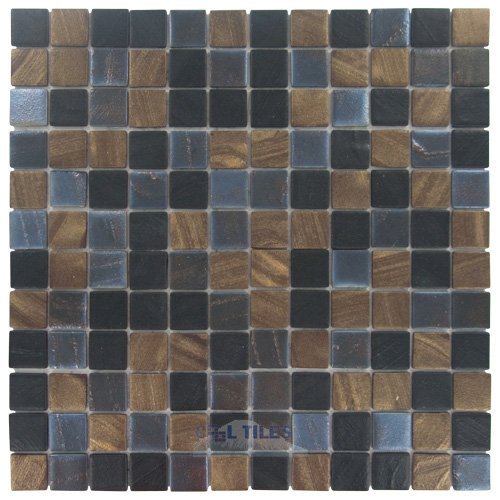 Vidrepur 1" x 1" Recycled Glass Tile on 12 1/2" x 12 1/2" Mesh Backed Sheet in Java Mix