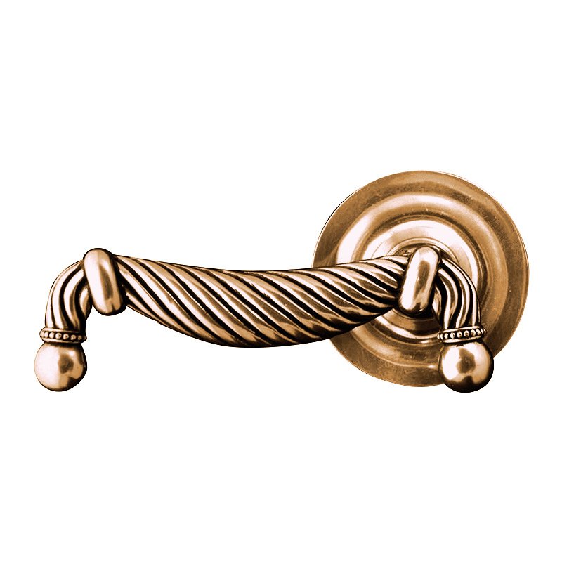 Vicenza Hardware Privacy Equestre Left Handed Door Lever in Antique Gold