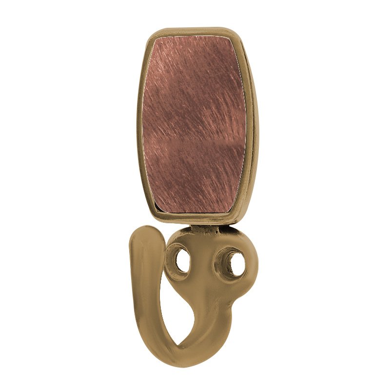 Vicenza Hardware Single Hook with Insert in Antique Brass with Brown Fur Insert