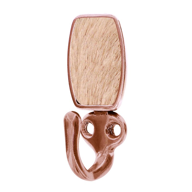 Vicenza Hardware Single Hook with Insert in Antique Copper with Tan Fur Insert