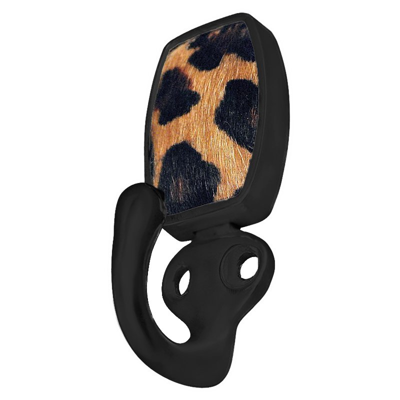 Vicenza Hardware Single Hook with Insert in Oil Rubbed Bronze with Jaguar Fur Insert