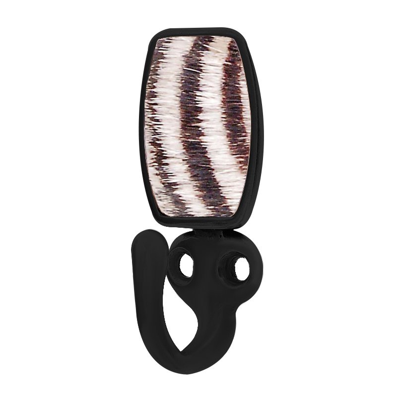 Vicenza Hardware Single Hook with Insert in Oil Rubbed Bronze with Zebra Fur Insert