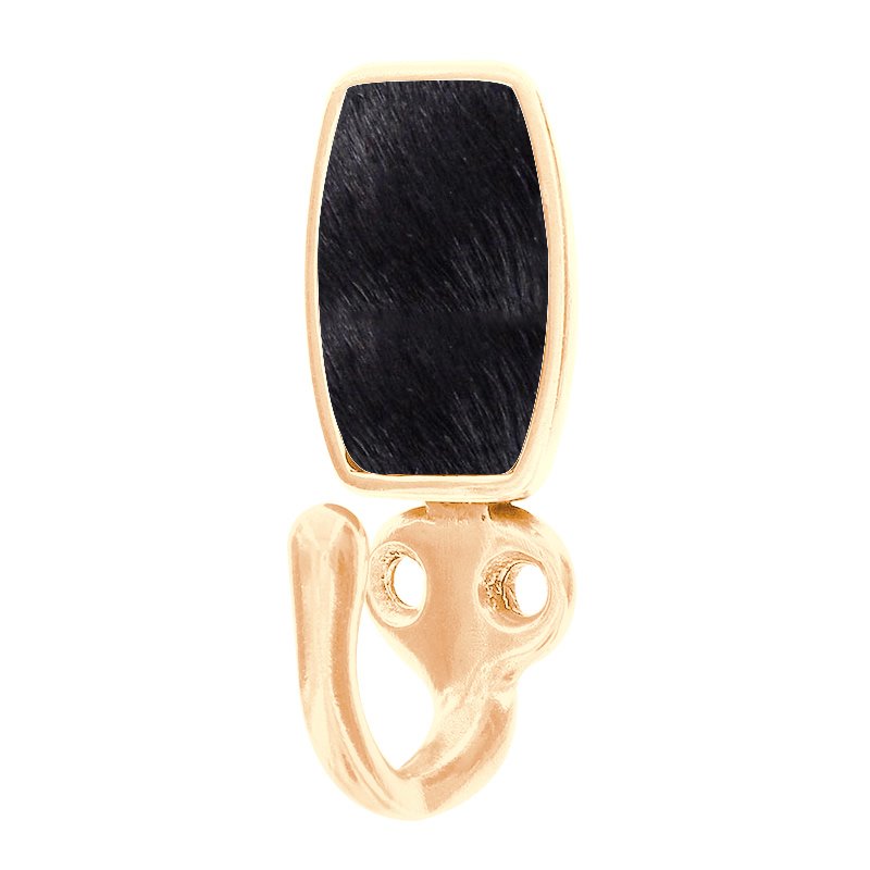 Vicenza Hardware Single Hook with Insert in Polished Gold with Black Fur Insert