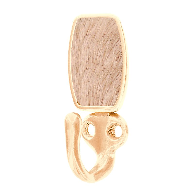 Vicenza Hardware Single Hook with Insert in Polished Gold with Tan Fur Insert