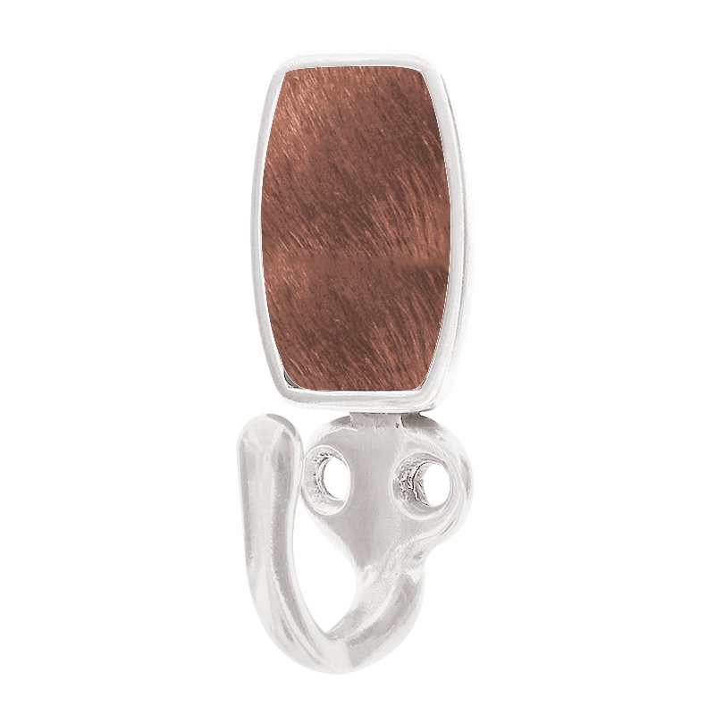 Vicenza Hardware Single Hook with Insert in Polished Silver with Brown Fur Insert